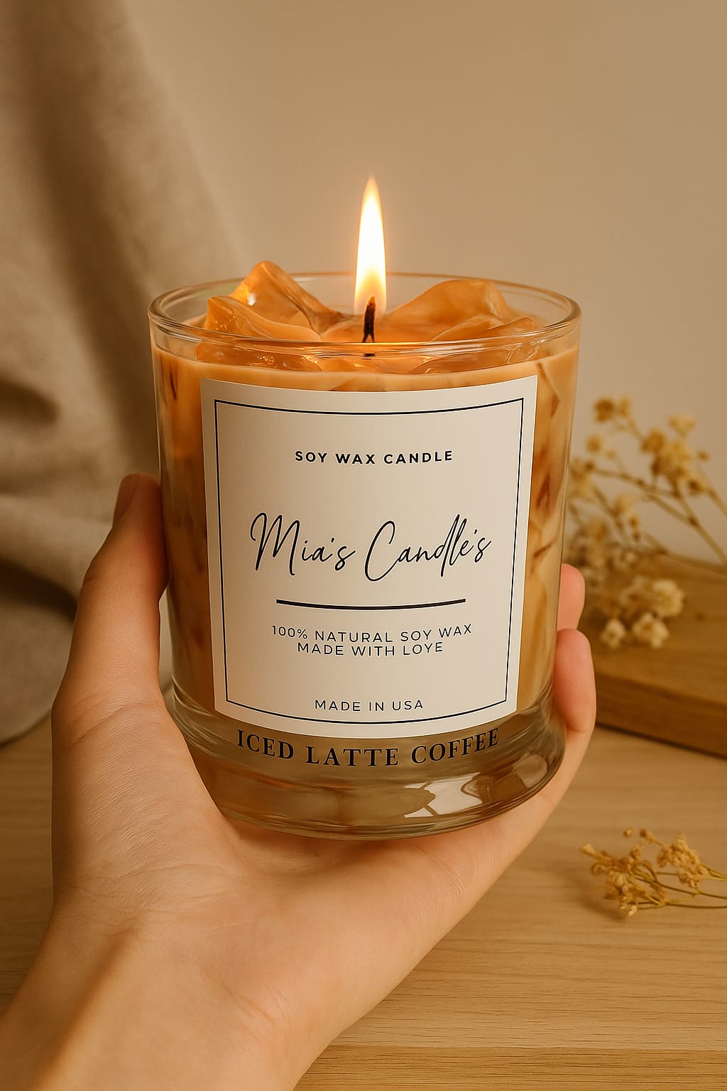 Vela Aromatica De Cafe | Cera de Soya y Gel | Vela Decorativa Hecha a Mano