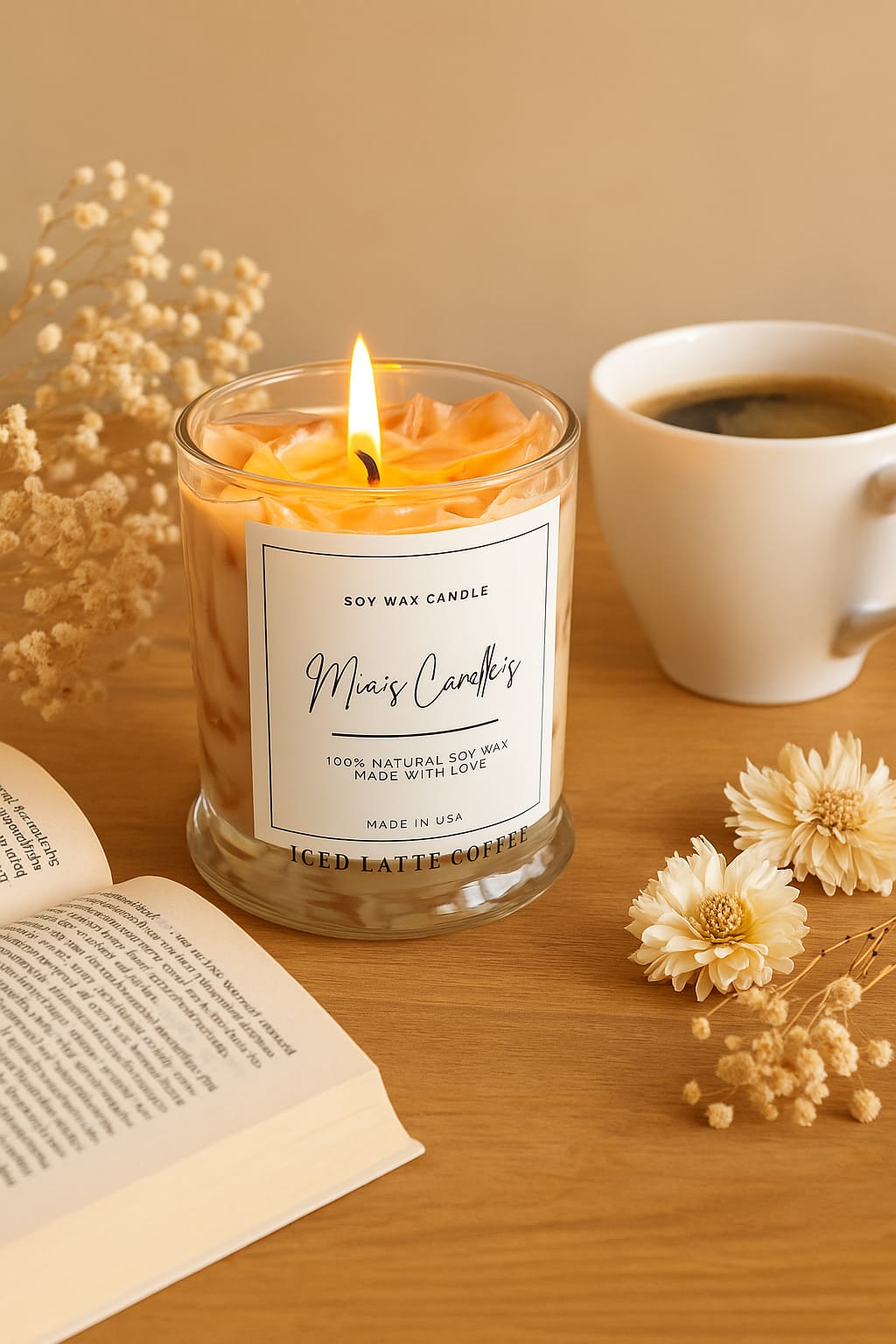 Vela Aromatica De Cafe | Cera de Soya y Gel | Vela Decorativa Hecha a Mano